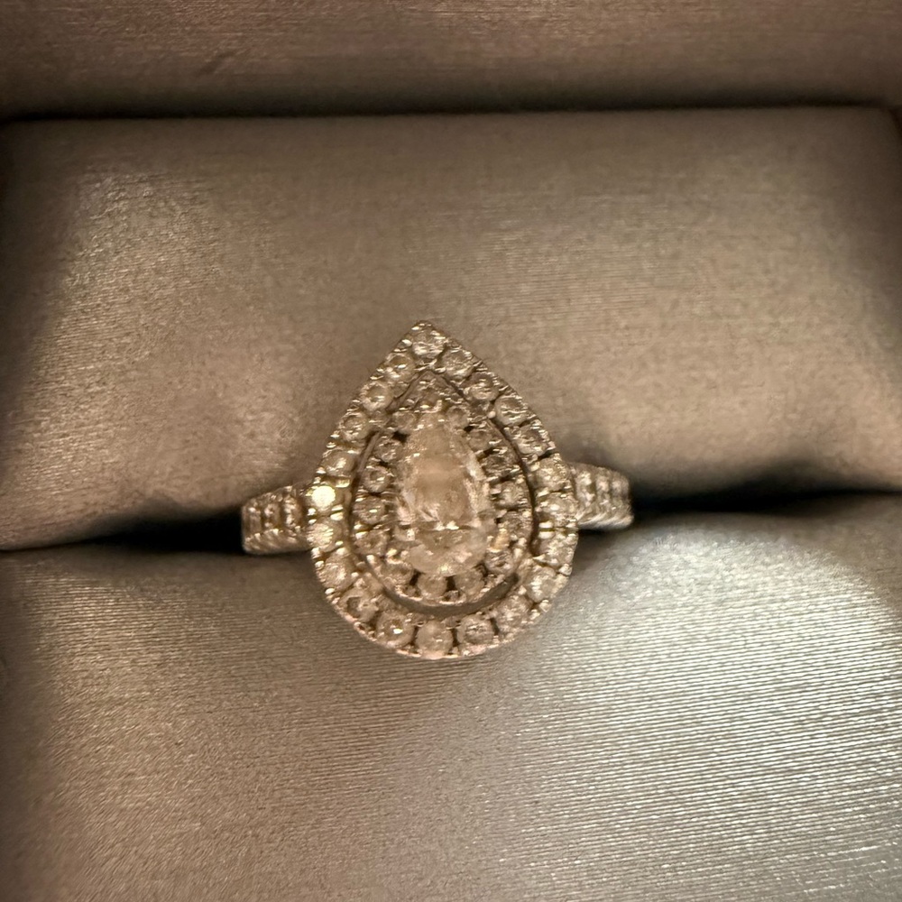 Zales White Gold Teardrop Halo Ring - Picture 2 of 7